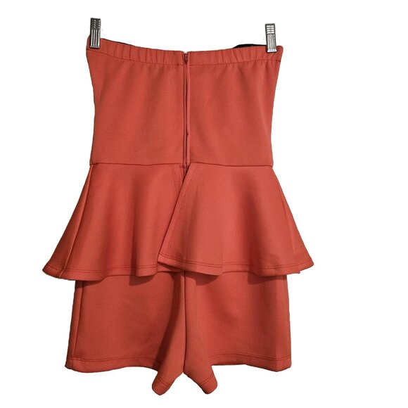 NWT UK2LA Coral Sweetheart Neckline Bustier Bodice Peplum Romper Size Small - Picture 2 of 10